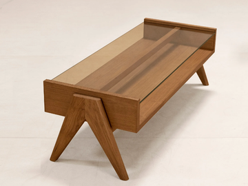 COFFEE TABLE - Low rectangular wood and glass coffee table by Phantom Hands - view 2